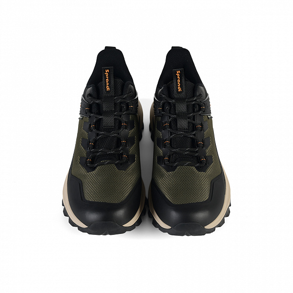 7M325A08-5 Мужские кроссовки для трекинга Sprandi, Черный/Зеленый в стиле милитари/Темный оранжево-желтый